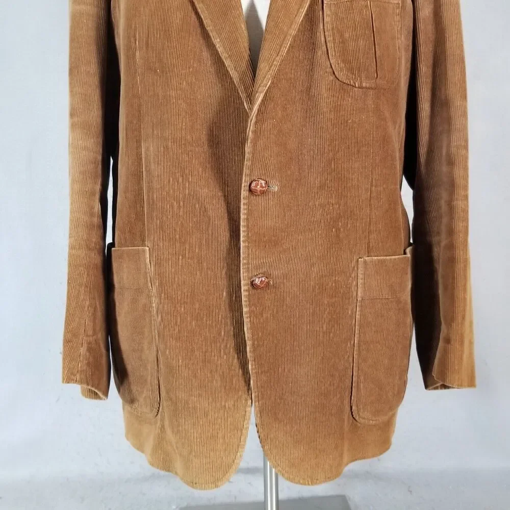 Brad Whitney sport coat jacket men's 46L‎ brown corduroy vintage cotton